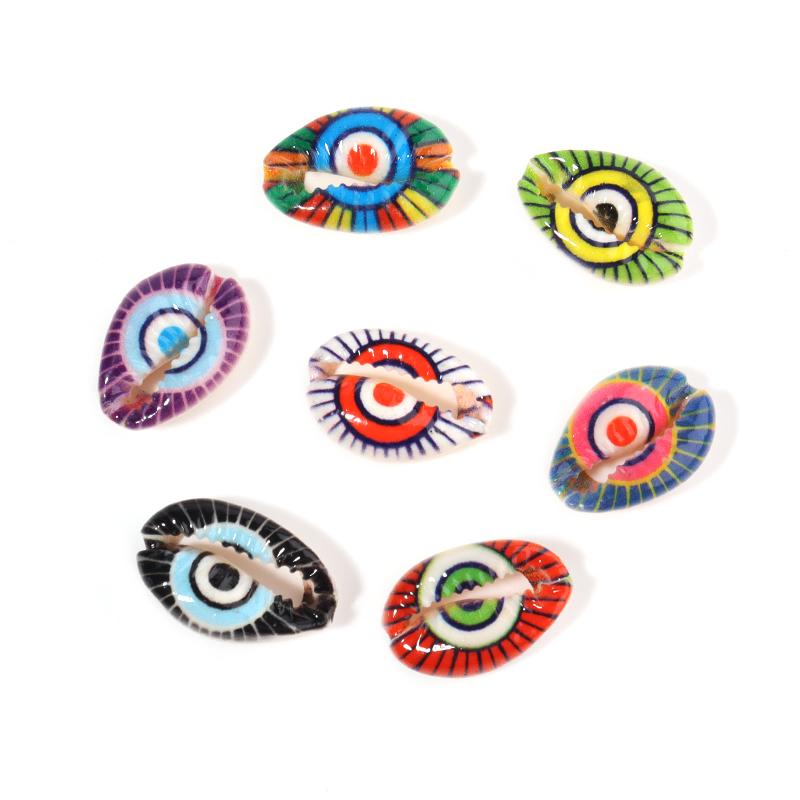 

20pcs Printed Shell Beads Colorful Natural Shell Conch Eye Pattern Beads For Jewelry Making DIY Bracelets Necklace Accessories 13-20mm