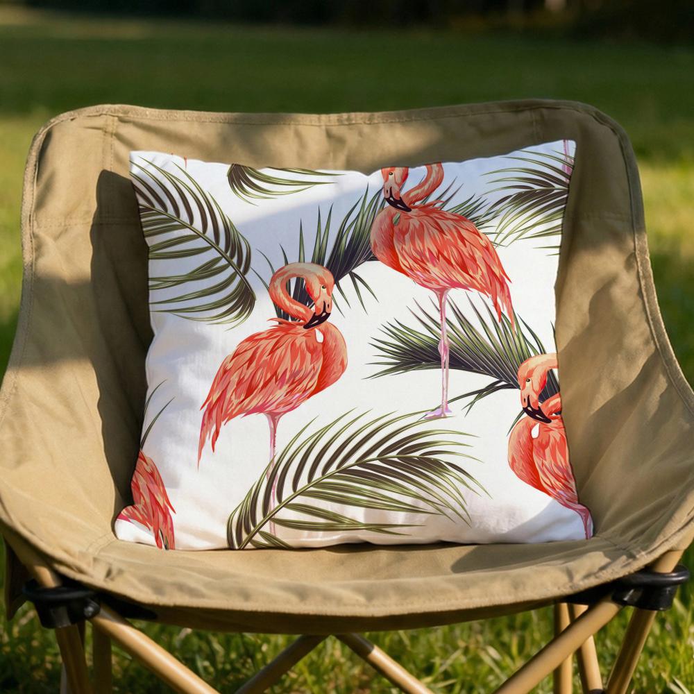 Tropical forest flamingos Cushion Cover Soft Reversible  Durable Pillow Cover  MultiScene Use for Home  Car Daily Comfort