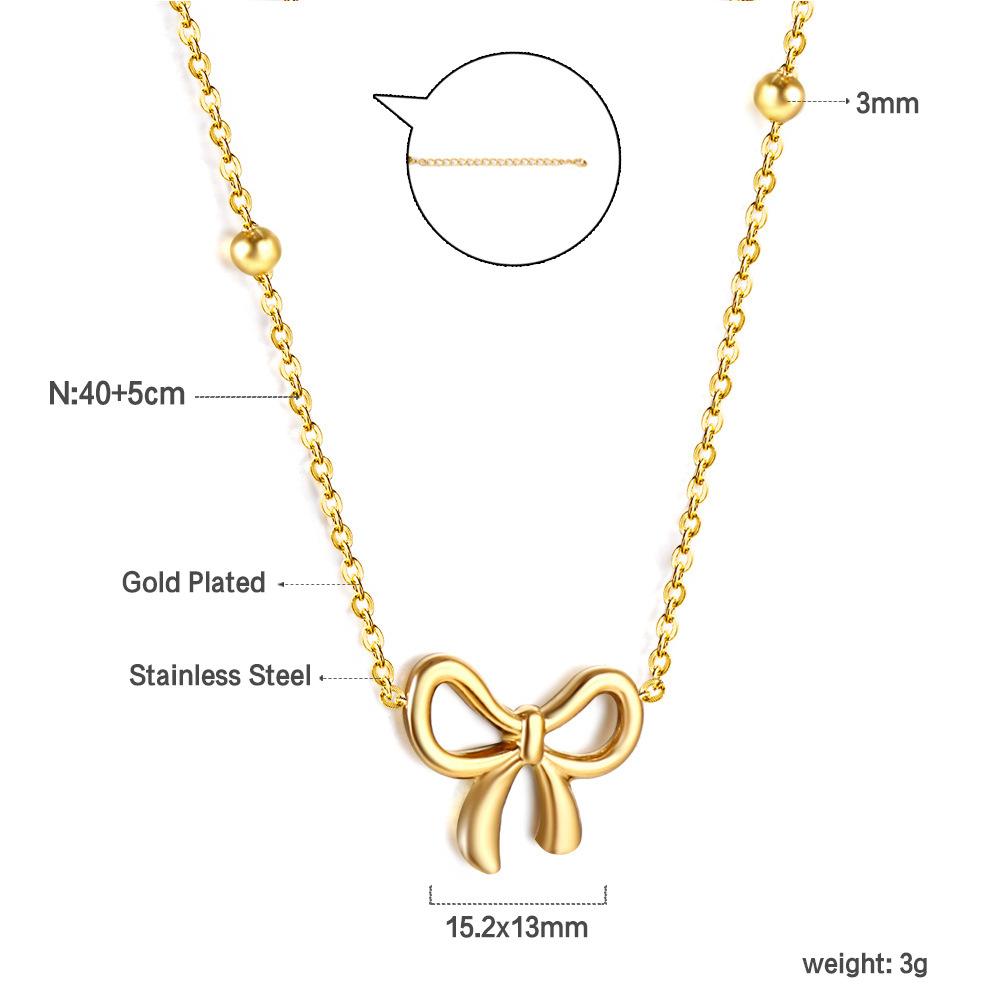 Simple and versatile bow pendant necklace women's light luxury exquisite love collarbone chain special-shaped pearl necklace