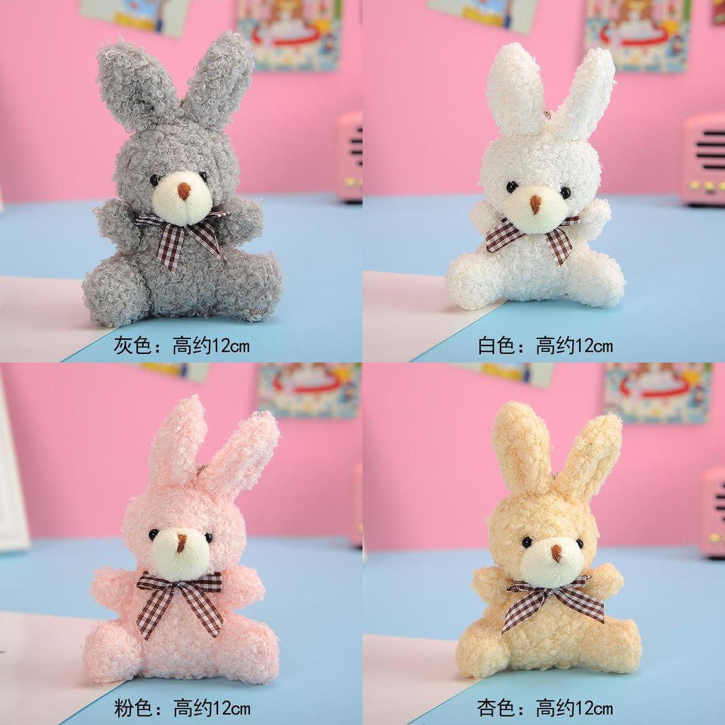 Adorable Plush Bunny Keychain Teddy Bear Style Soft And Fluffy Backpack Accessories