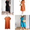 Luxurious Cotton Loose And Thin Dress For Women With Short Sleeves And Round Neck