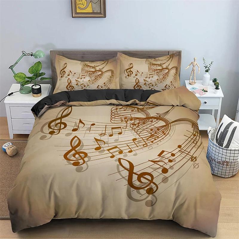 3D Print Musical Symbols Bedding Set,Duvet Cover Comforter Bed Set Quilt Cover Pillowcase,King Queen Twin Size Boys Girls Adults