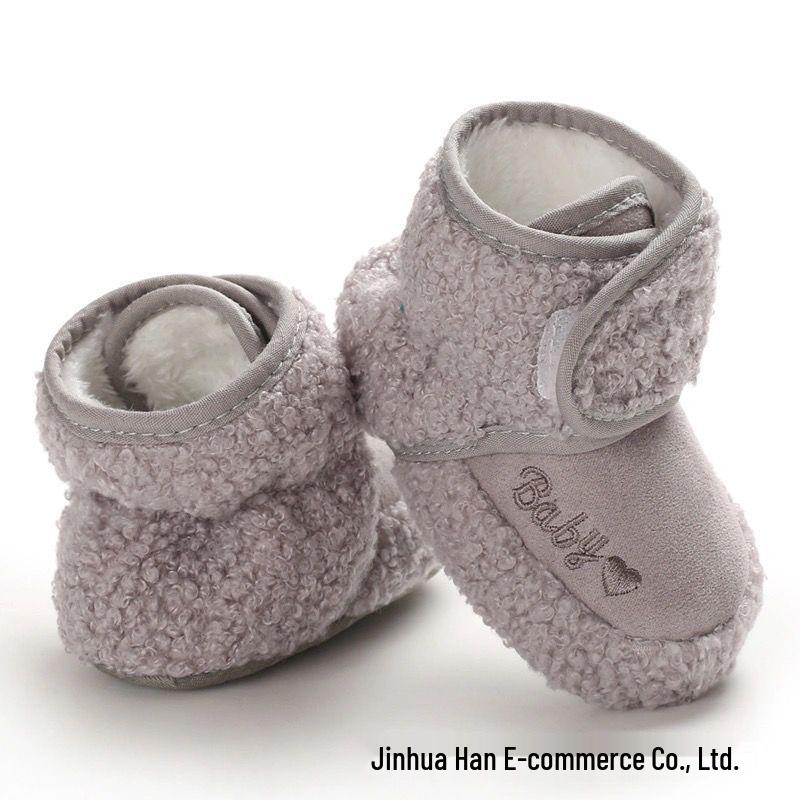 

Теплые детские ботинки для ходьбы на флисовой подкладке: Мягкая подошва, застежка-липучка против падения, зимние сапоги для малышей 0-1 года 11cm (0-4 months)