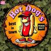 Vintage Hot Dog Cartoon Tin Sign 20x20cm 2D Flat Aluminum Wall Art Kitchen Bar Garden Garage Outdoor Decor