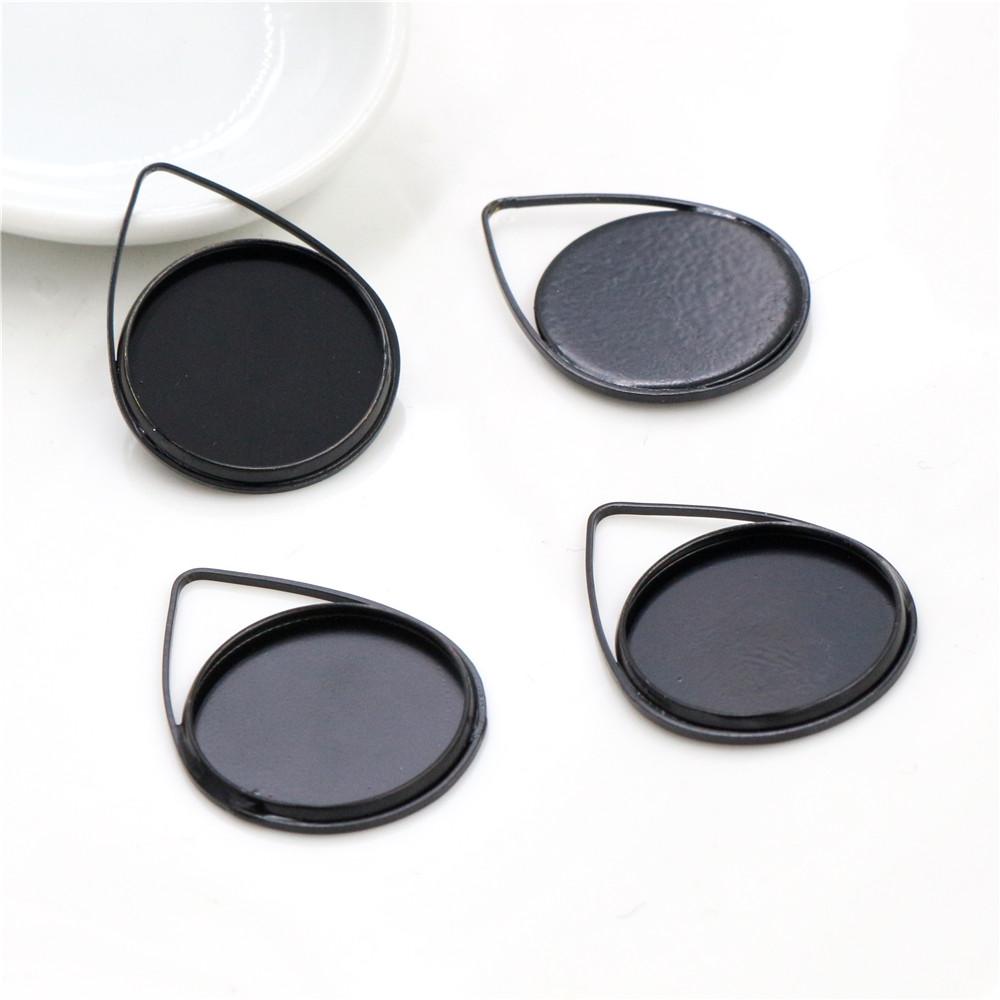 

10pcs 20mm Inner Size Silver Plated Bronze Black Gold Material Drop Style Handmade Cabochon Bases Cameo Base Pendant чёрный