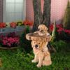 Resin Feeder Yard Patio Dog Statue Figurine Garden Bird Bath Bowl Animal Sculpture for Balcony Outdoor Courtyard Lawn Railing