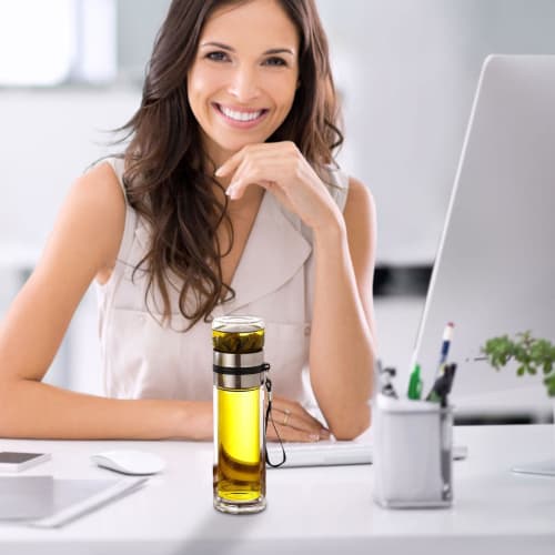 Tea and Water Separator Cup, Glass Tea Infuser Bottle, Leakproof Infuser Water Bottle - Portable Water Separator Tea Bottle for Tea Cups, Tea Bottles,