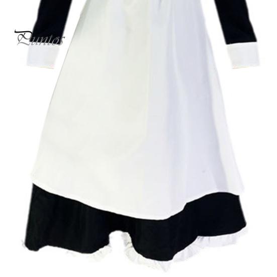 1 Set Maid Cosplay Dress Set Includes Apron Headband Bow And Socks Unisex A-Line Calf-Length Contrast Color Ruffle Dress Parties Photography Servant