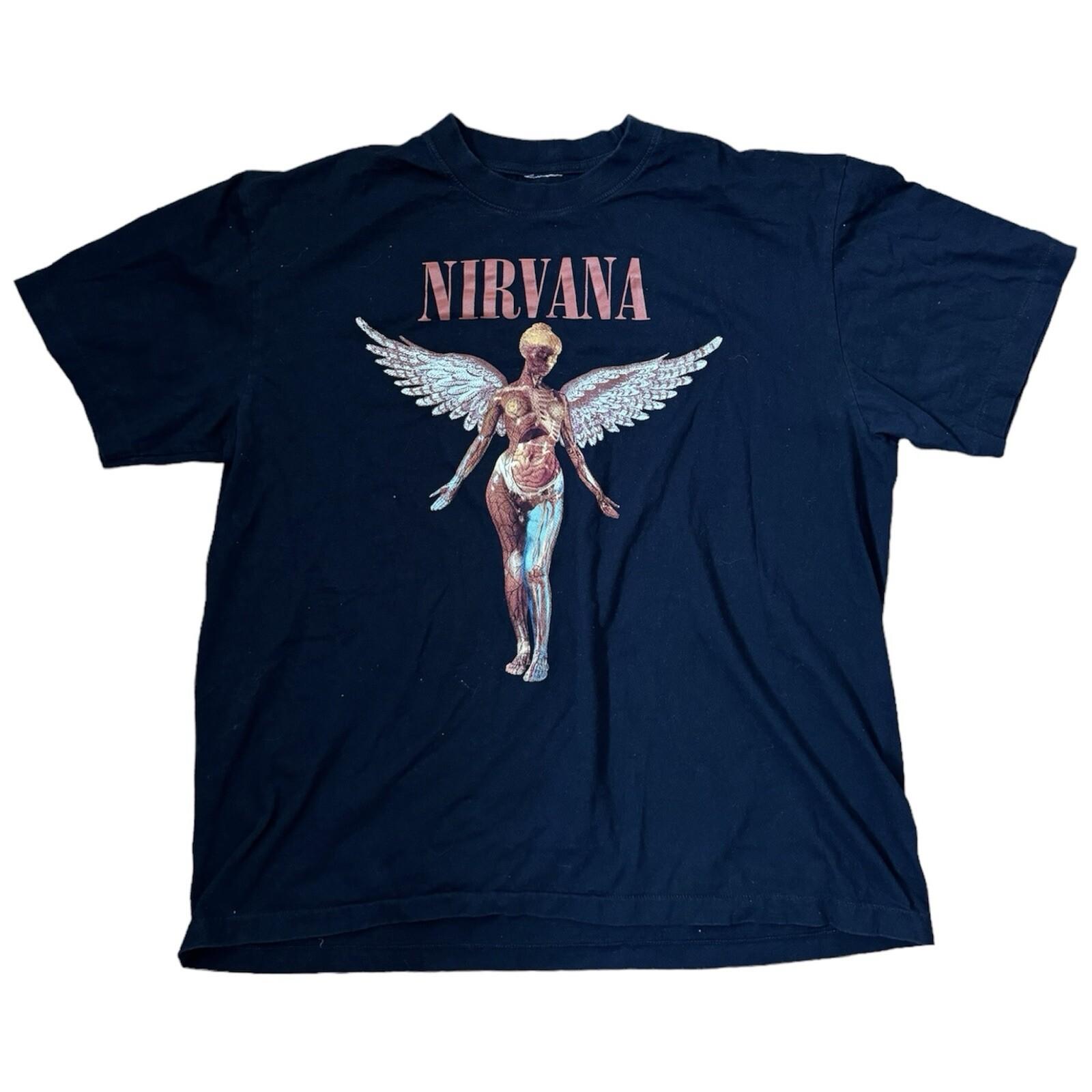 Vintage 90s Nirvana In Utero Band T-shirt Size 2XL Mens Kurt Cobain Grunge Rock L