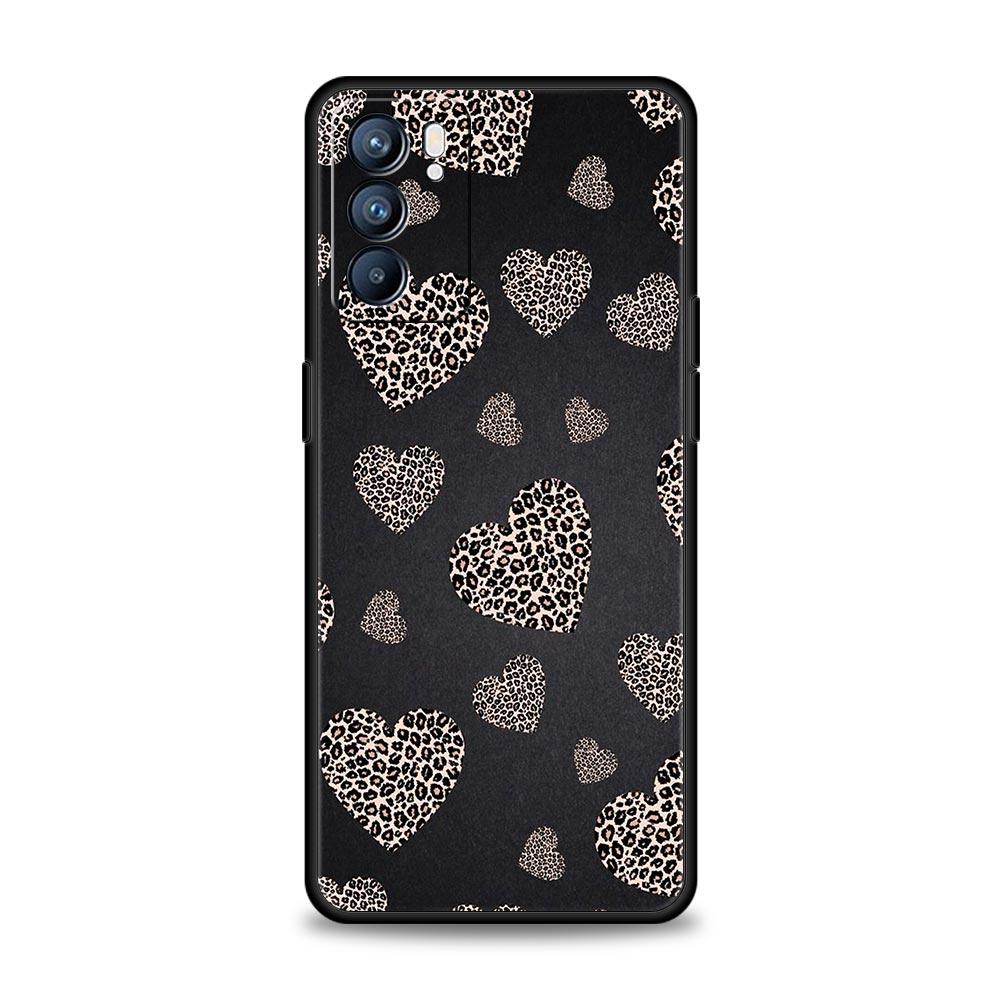 Gold Pink Rose Glitter Hearts Case For Oppo A54 A53 A52 A15 A95 A16 A78 A79 A80 A98 4G Find X5 X6 Reno10 12 13 F Pro 5G Cover