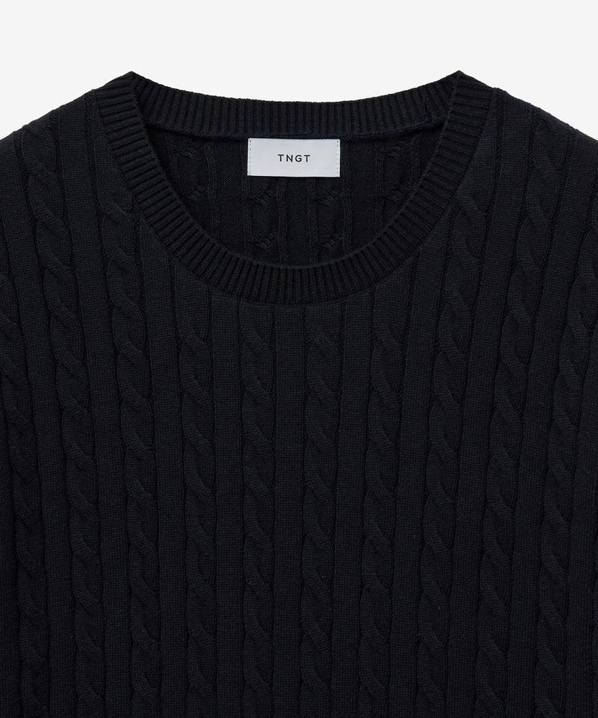 Tienjiti Essential Cable Knit Top (Navy) Tnsw5E204N2