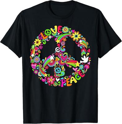 Peace Sign Hippie Style Love Peace 60s 70s Hippie Costume T-Shirt Unisex T-Shirt