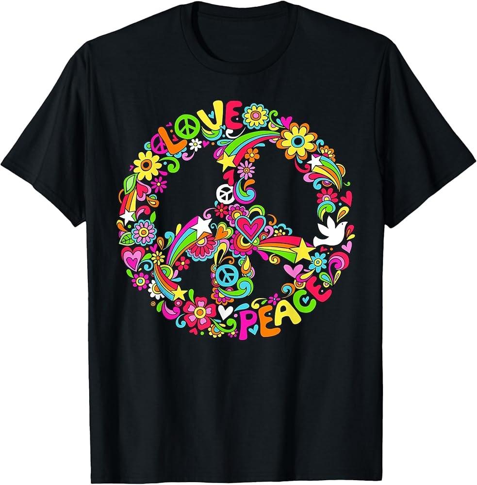 Peace Sign Hippie Style Love Peace 60s 70s Hippie Costume T-Shirt Unisex T-Shirt S