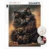 Kit de Peinture Perles Nacrées Encadré Chat Noir Motif Fleurs DIY Toile Brillante Art Artisanat Relaxant Cadeau pour Amateurs d'Artisanat Décoration Murale Créative pour la Maison