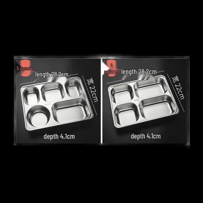 304 Stainless Steel Divided Lunch Plate