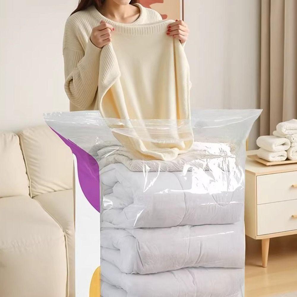 No Pump Vacuum Storage Bags Dust-proof Clothes  Blankets Organizer  Travel Accessories