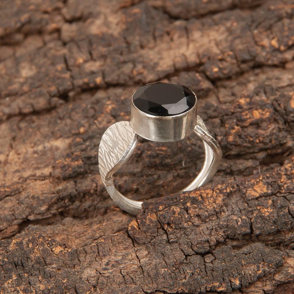 Black Onyx Gemstone 925 Sterling Silver Jewelry Handmade Ring For Wedding Gift RR-1-34