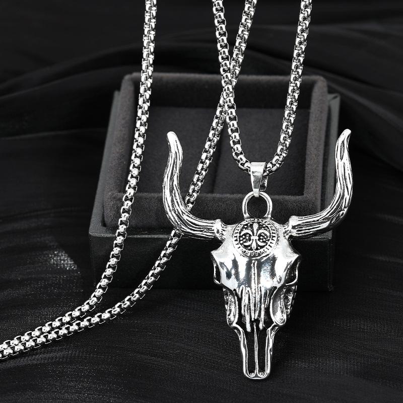 

Titanium Distinctive Steel Bull Skull Necklace For Men Perfect For Casual And Formal Wear