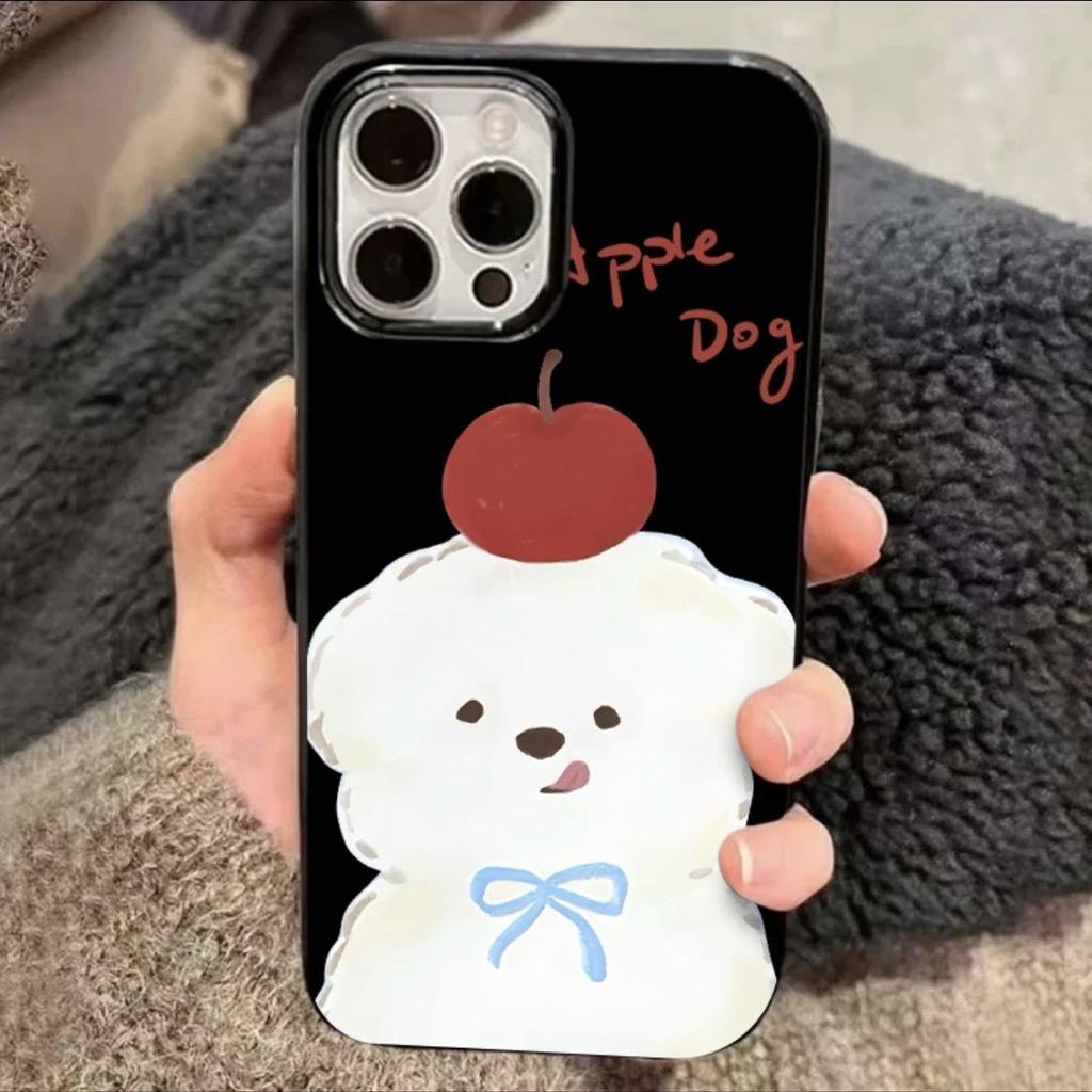 Cute Apple Puppy Suitable for Apple 15/14promax Jelly Mobile Phone Case 13/12 Set 16 16pro Soft 11