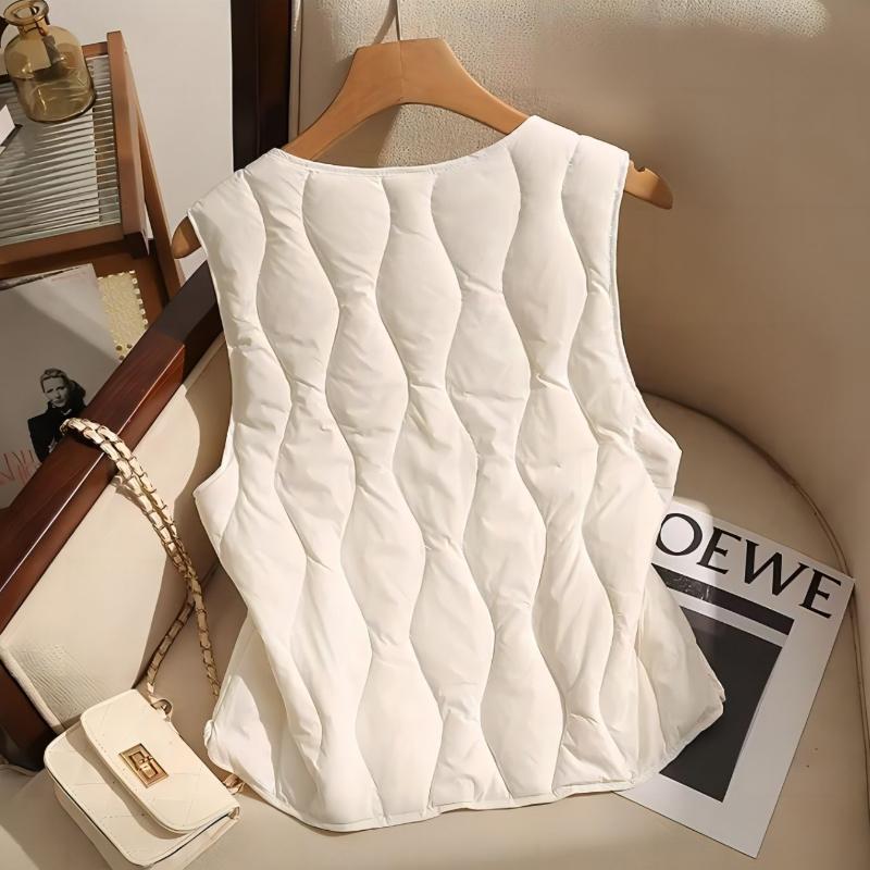 Vintage Ultra-thin Vest Streetwear 2024 New Autumn Winter Fashion Vest Warm Casual Buttons Cotton-padded Jacket Female