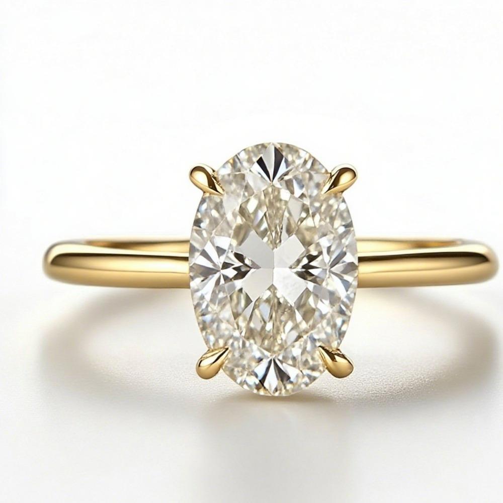 New Personalized Fashion Oval Diamond Ring, Classic Four-claw Wedding Ring, Female
