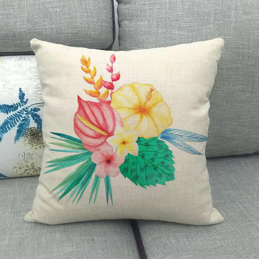 Adorable Flamingo Watercolor Flowers Digital Printing Short Plush Pillow Covers For Car Sofa Office Cushion Cover Home Goods
