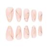 Shiny Gold Line Nail Tips In Soft Pink Almond Shape 24pcs Press-On Nails Minimalist Style Glue Jelly Adhesive