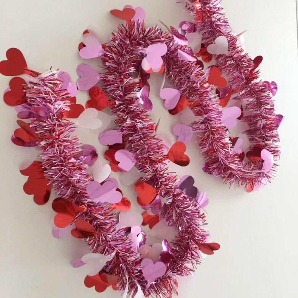 2M Valentinstag Girlande DIY Hängende Dekoration Bunte Herz Lametta Girlande Geburtstagsparty