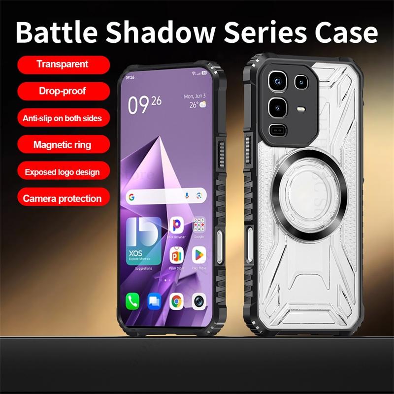 Military Grade Hybrid Armor Clear Case For Tecno Spark 30 20 10 Pro Go 1S 2025 Heavy Duty Magnet Cover Pop 9 8 Pro Pova 6 5 Pro