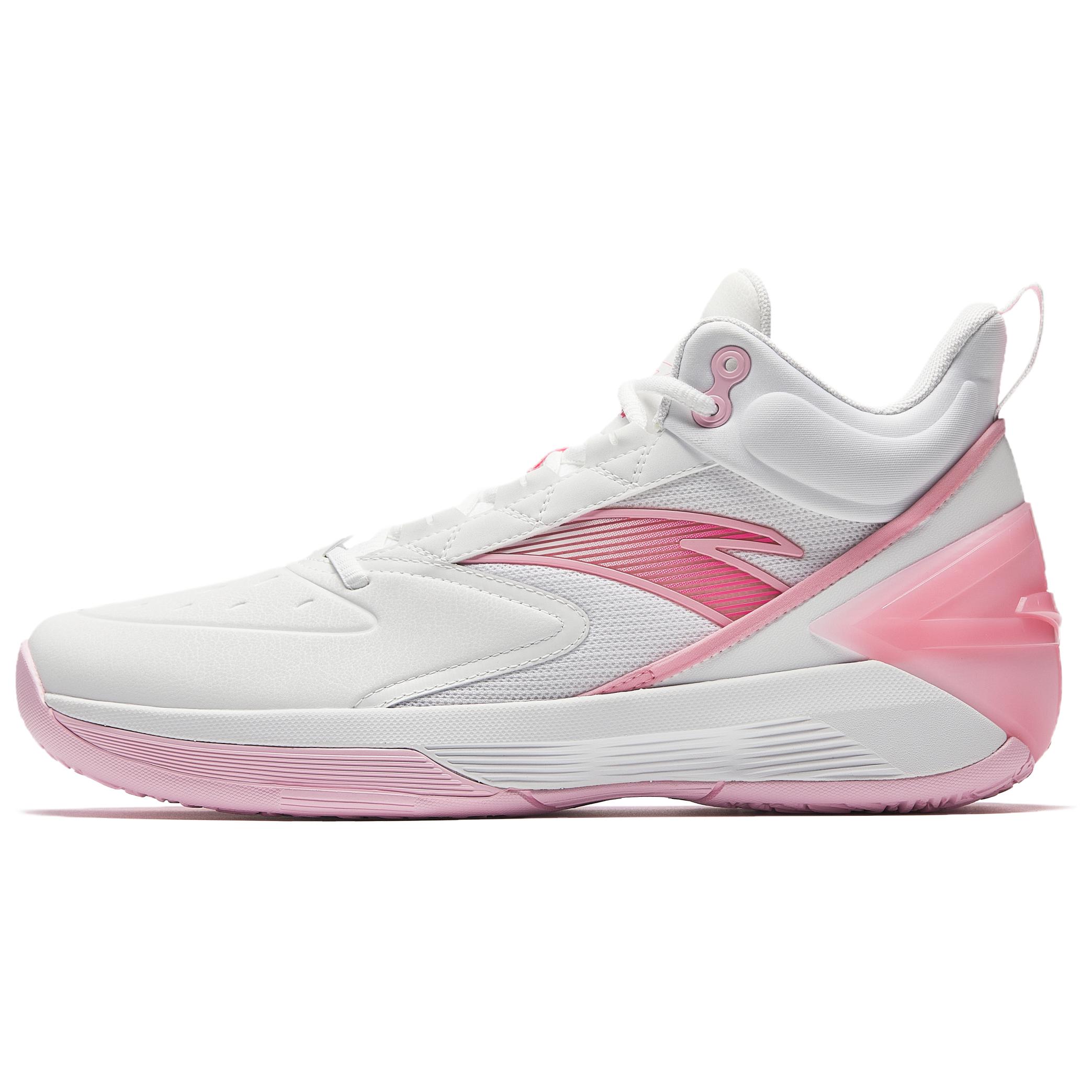 

Anta Attack BM Cement Nemesis Performance Sports Leather High-Top Basketball Shoes Men sneaker White Pink 912531604Q-1 43