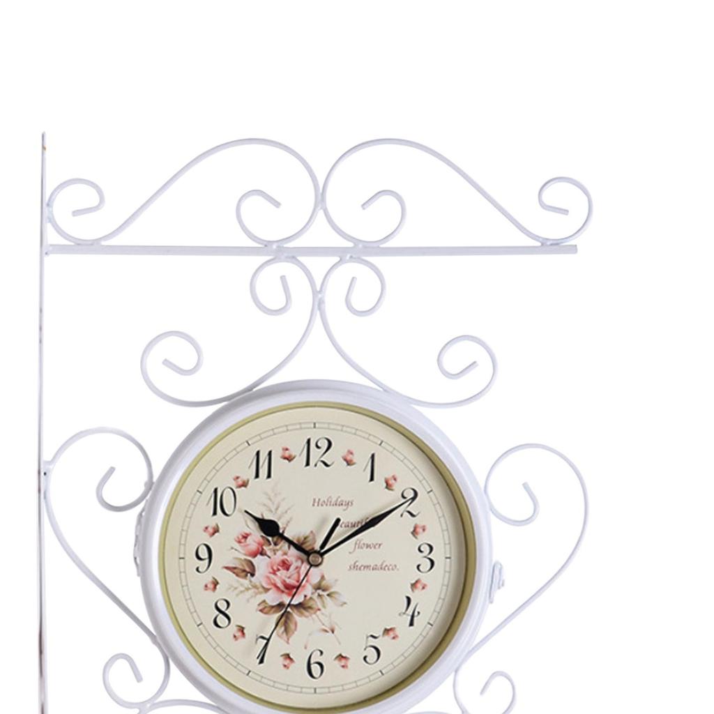 Antique Double Sided Wall Clock Double Faced Art Clock Iron Metal Creative Classic for Office Outdoor Garden Study Decoration