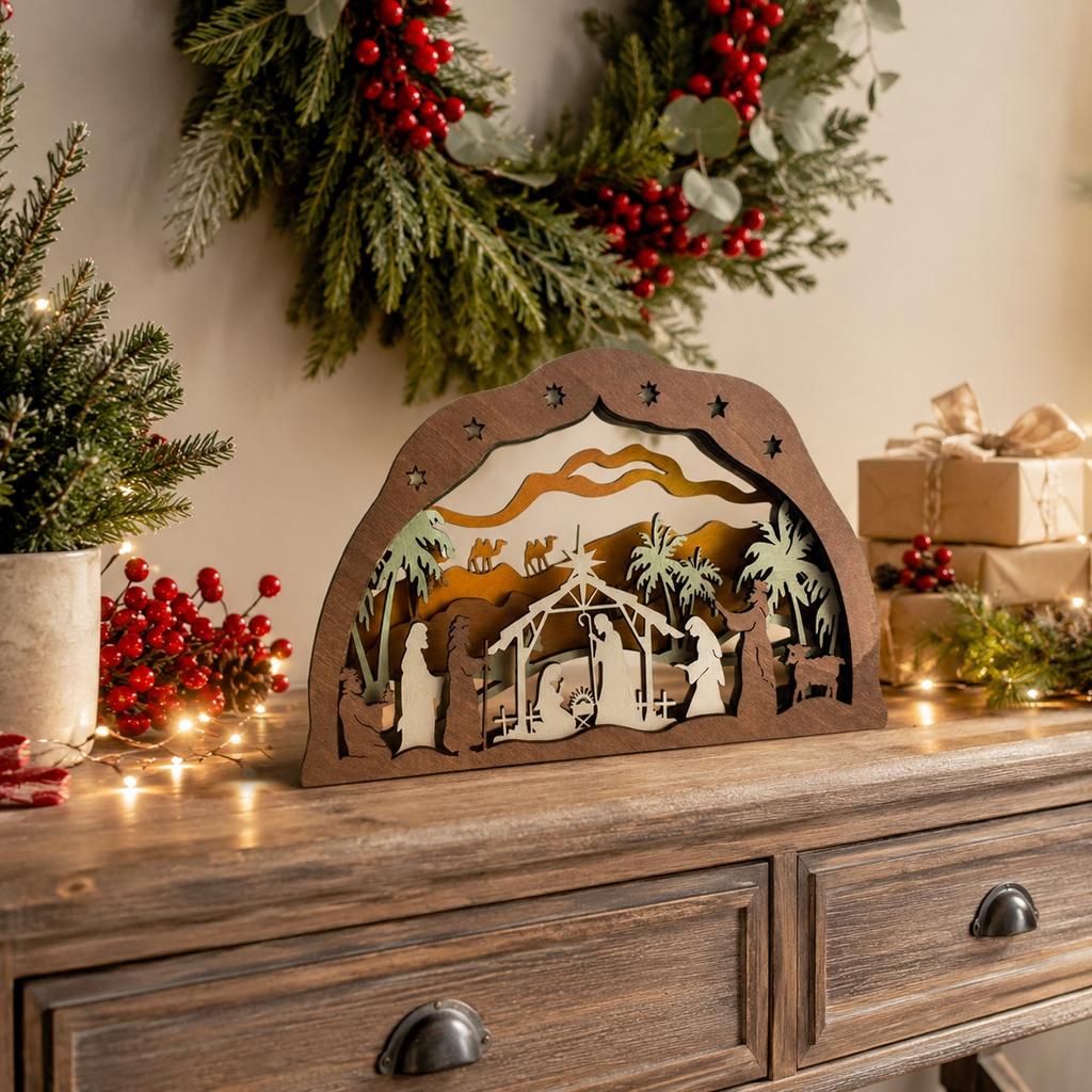 Christmas Carved Wooden Figurine Tabletop Decor for Holiday Home