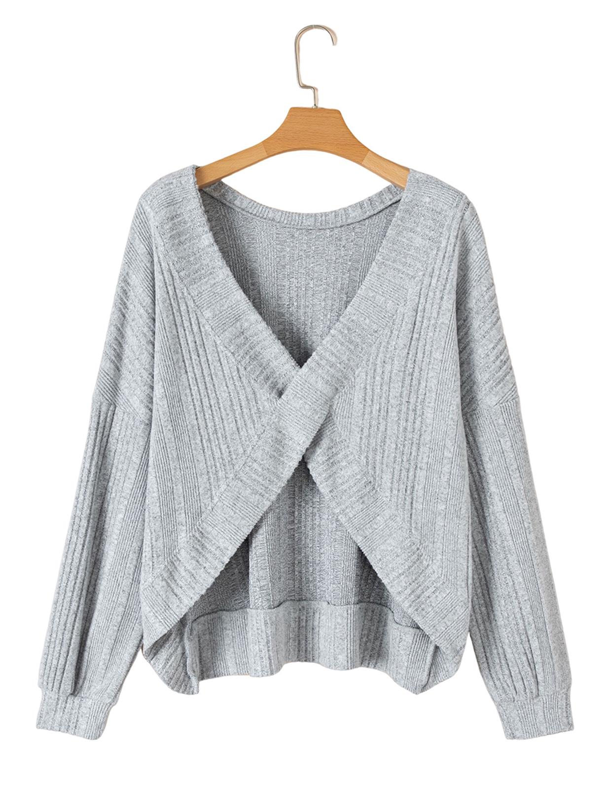 

Женская повседневная трикотажная футболка с длинным рукавом в европейском и американском стиле: Мода осень/зима M серый