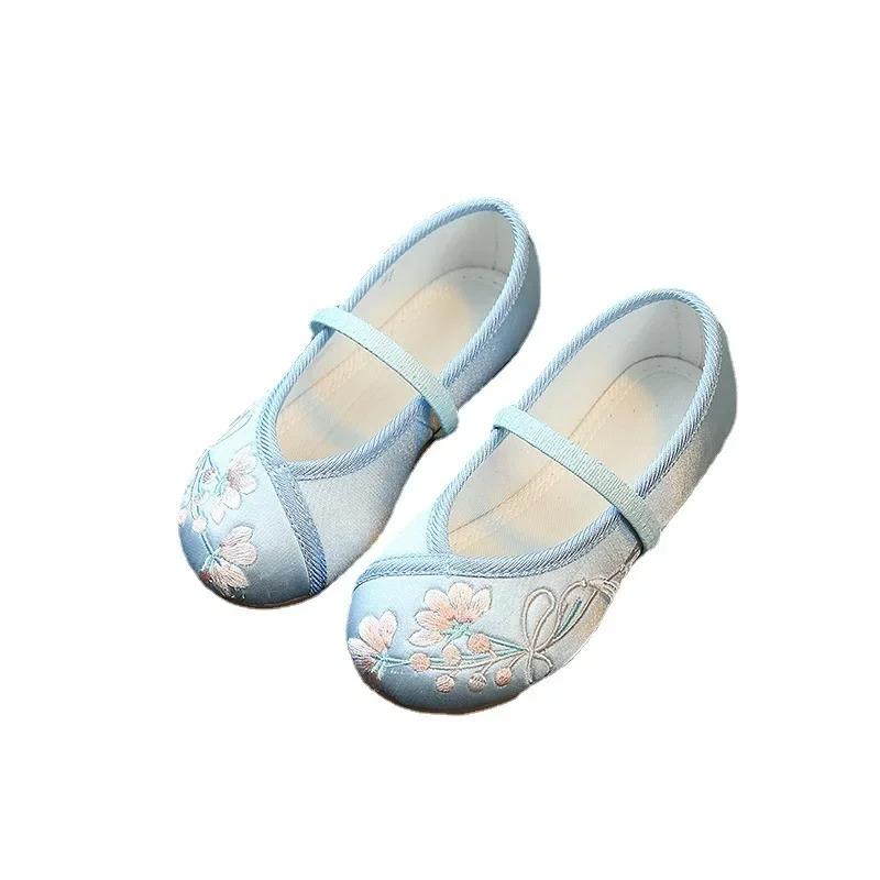 Children Fashion Girls Embroidered Shoes Chinese Ethnic Style Princess Dance Shoes Kids Causal Ancient Hanfu Shoes Flat