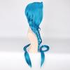Jinx Cosplay Wig Blue Double Braid Free Wig Cap Super Long Blue Braiding Hair Women 'S Cosplay Wig