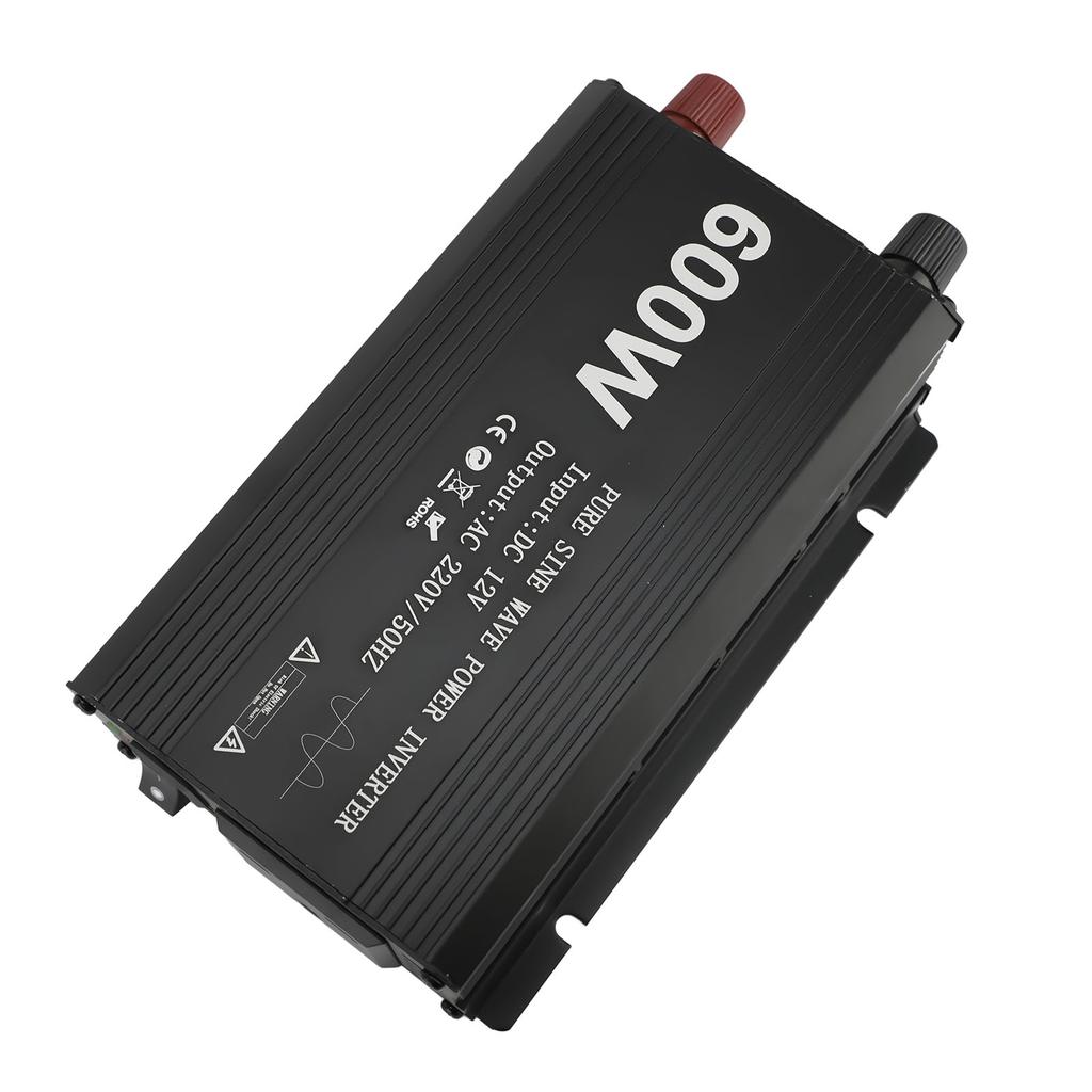 600W Wechselrichter Reiner Sinus Tragbarer DC-zu-AC-Wandler für Autonutzung 12V Eingang Aluminiumlegierung
