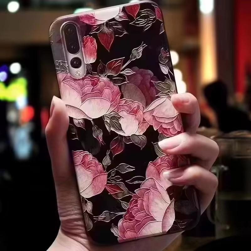 For Oneplus 8 Pro / 9 Pro / 10 Pro Case 3D Flower Relief Silicone Emboss Covers for Oneplus 10 Pro Case Protective Soft Cartoon