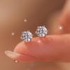 S925 Sterling Silver 14K Gold-Plated Zircon Stud Earrings - Korean Classic Style