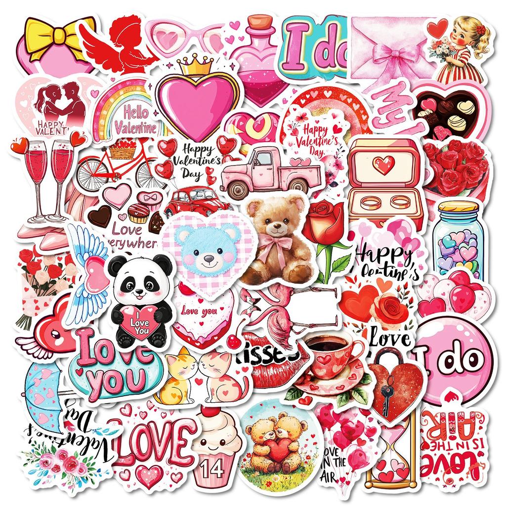 50 Valentine's Day Series Graffiti Waterproof Stickers Mobile Phone Case Skateboard Notebook Stickers