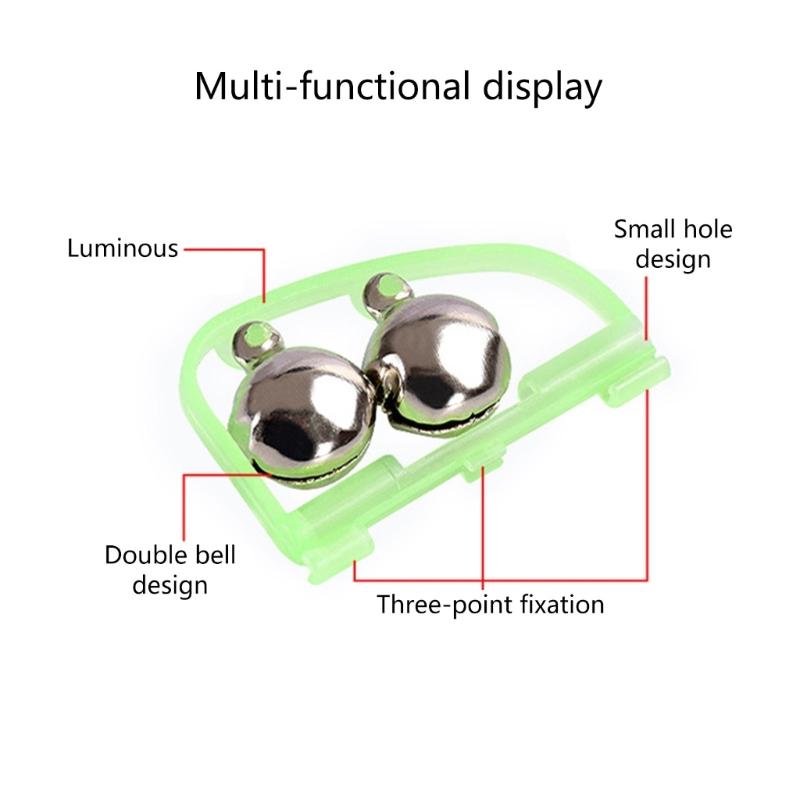 10pcs Glow Night Indicator Double Bells Alarm Fishing Gear Equipment for Lake River Arched Fishing Bells Rod Alarm