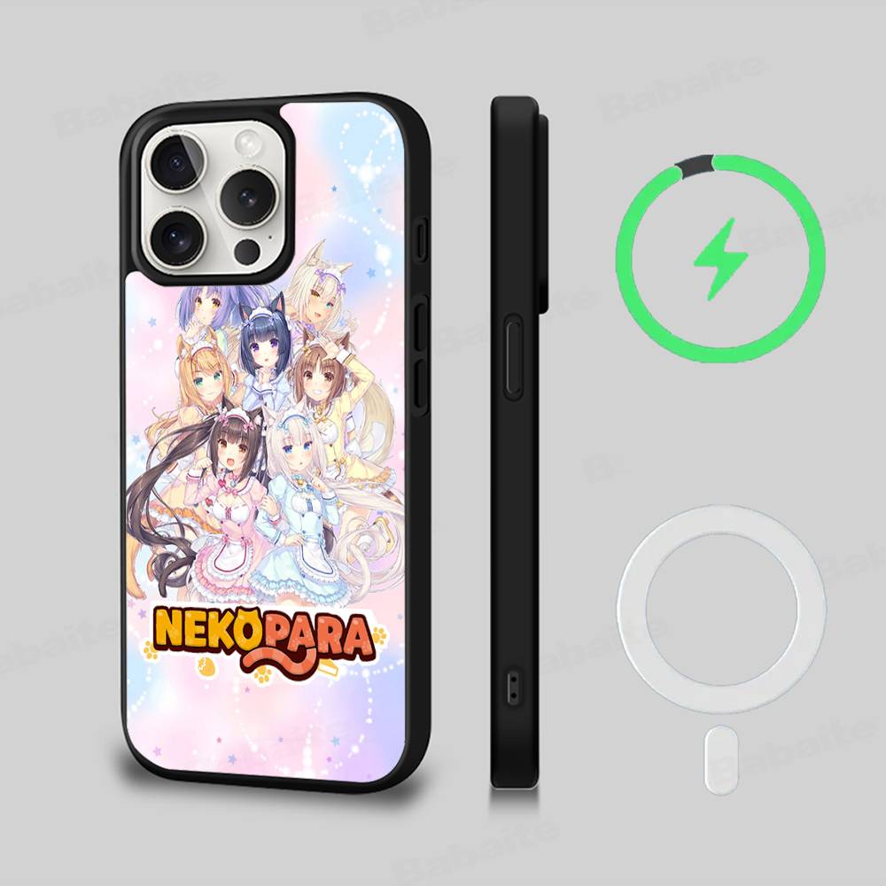N-NekoparaS Anime cute For Magsafe Case for iPhone 17 16 Pro Max 15 14 Plus 13 12 11 Wireless Charging Phone Cover