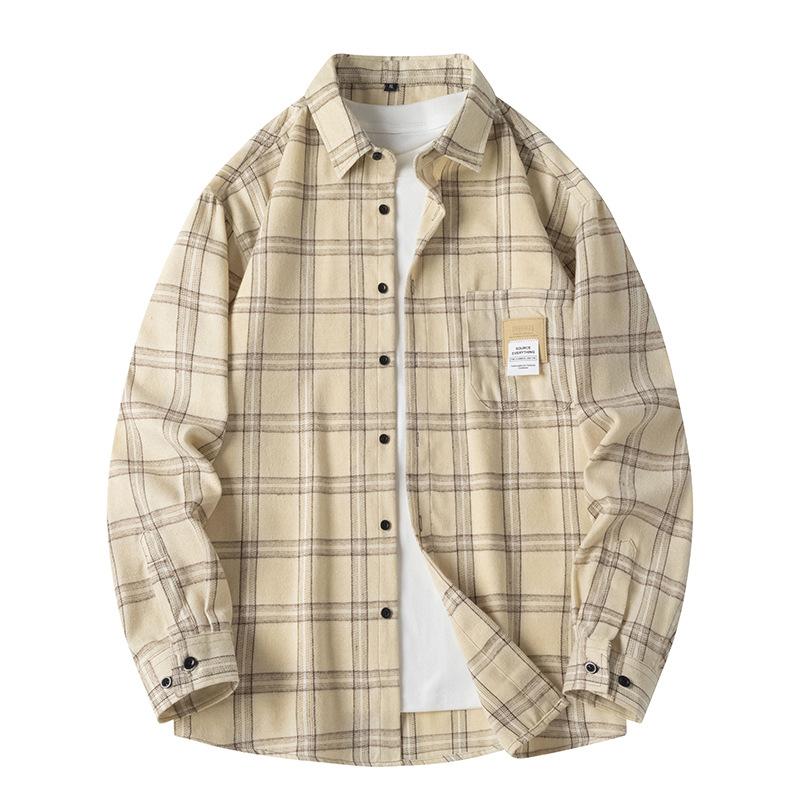 Männer Hemd Plaid Lose Straße Langarm Casual Shirt Schwarz Übergroßen Weiche Hemd Frühling Herbst