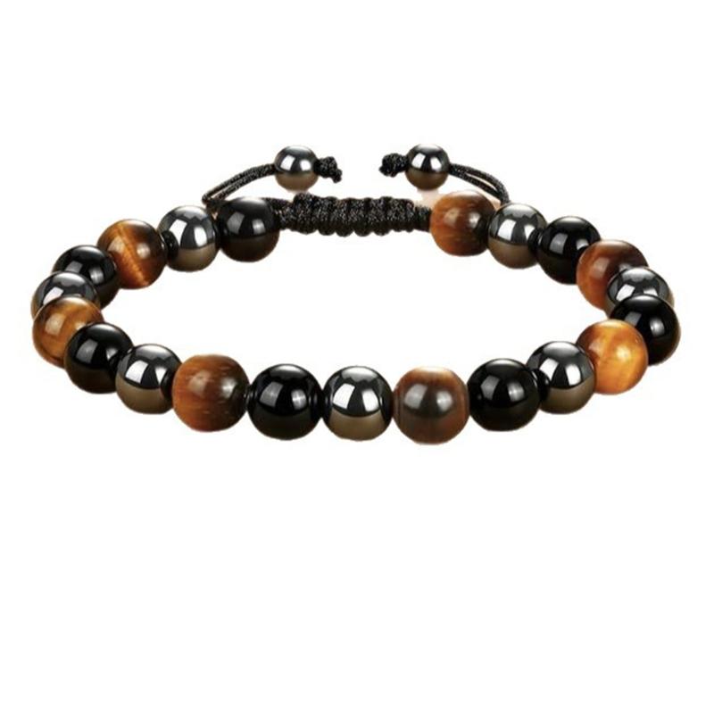 Natürliches Obsidian Tigerauge Magnetisches Stretch-Armband Verstellbares Handgefertigtes Perlen-Armband Für Wellness