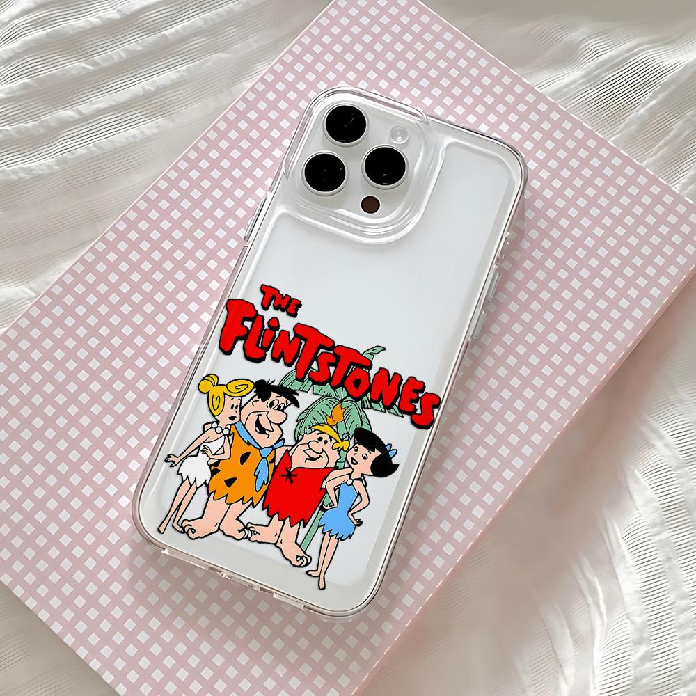 Fun Cartoon Flintstons Phone Case for IPhone 17 16 16e 15 14 13 12 11 Mini Pro Max X XR XSMax 8 Air Plus Transparent Back Cover