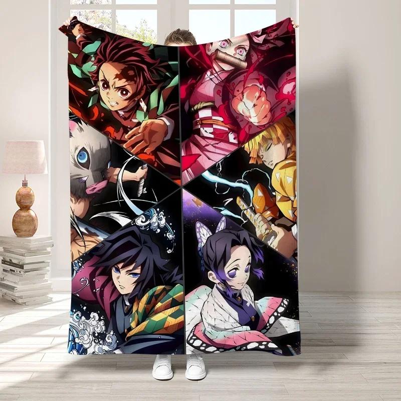 D-Demon Slayer Cute Throw Blanket for Living Room Decorative Bed Blankets Sofa Summer Boho Home Decor Bedroom Decoration Fleece#(2)