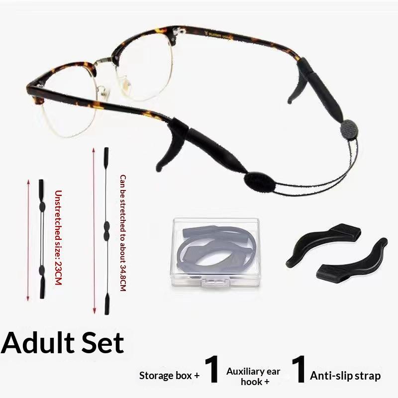 Glasses Strap With Storage Box Ear Hook Adjustable Anti Slip Eyeglass Lanyard For Sports Running Cycling