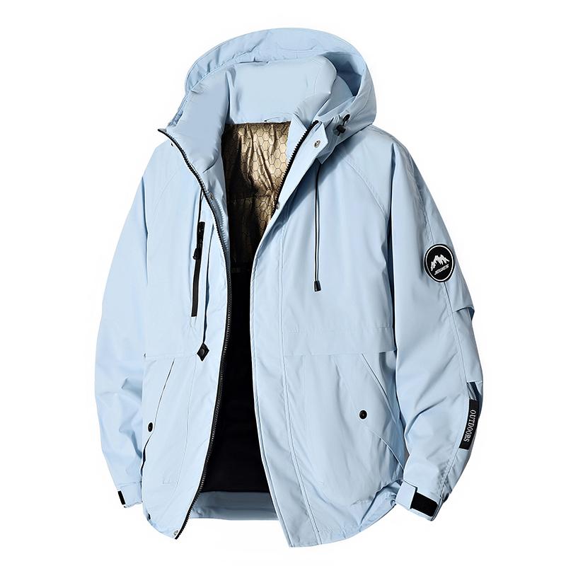 Men's Casual Cotton Jacket Loose Couple Hooded Winter Thick Warm Outdoor Solid Color Hiking Suit