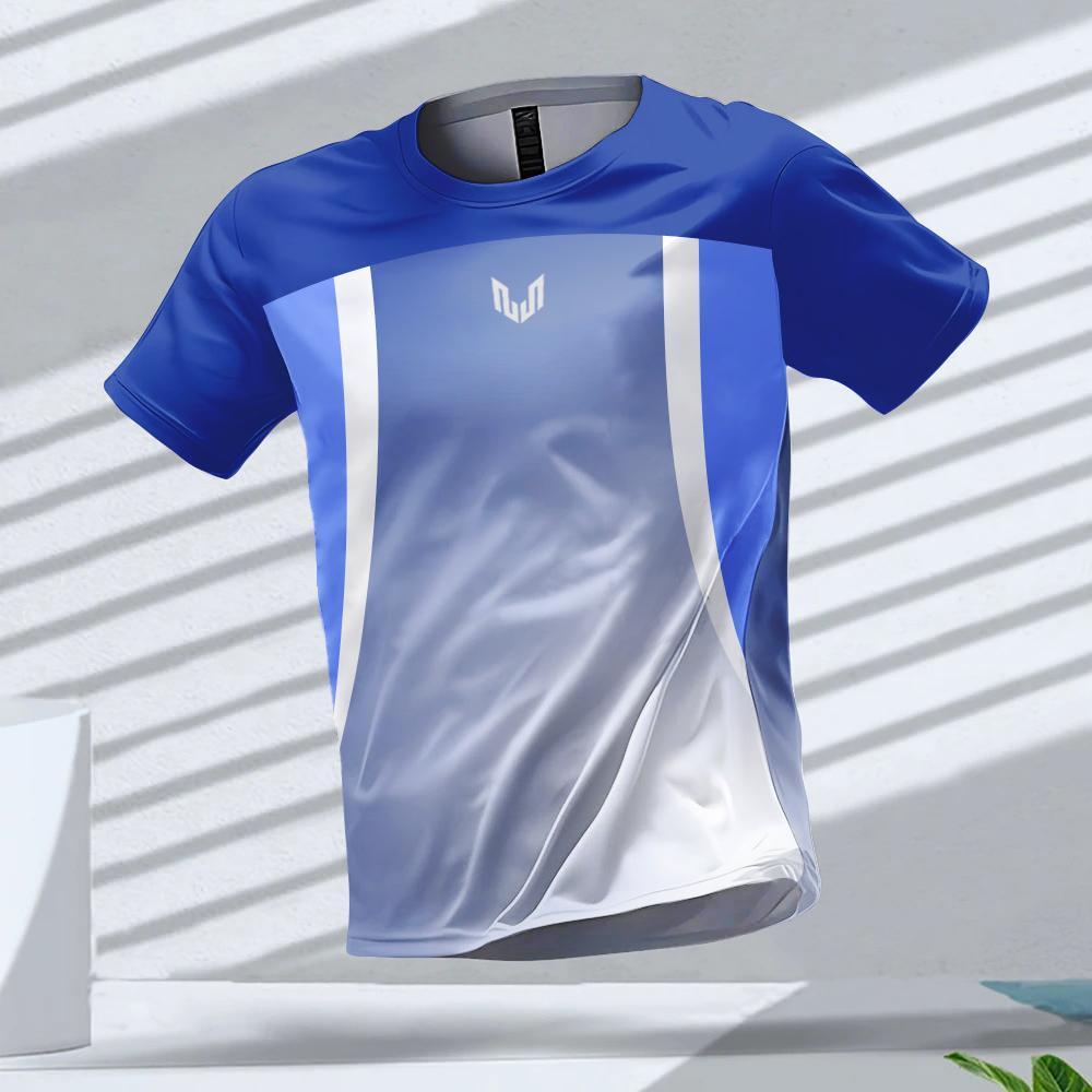Men's Sports Running T-shirt Color Block 3d Printed Men's Quick-drying Breathable Short-sleeved Sports T-shirt for Outdoor Use