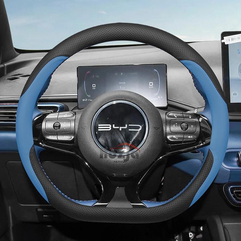Leder Lenkradbezug für Auto für BYD Atto 3 Yuan Plus TANG Song plus 2022 2023 2024 2025 Kein Nähen von Hand erforderlich Zubehör