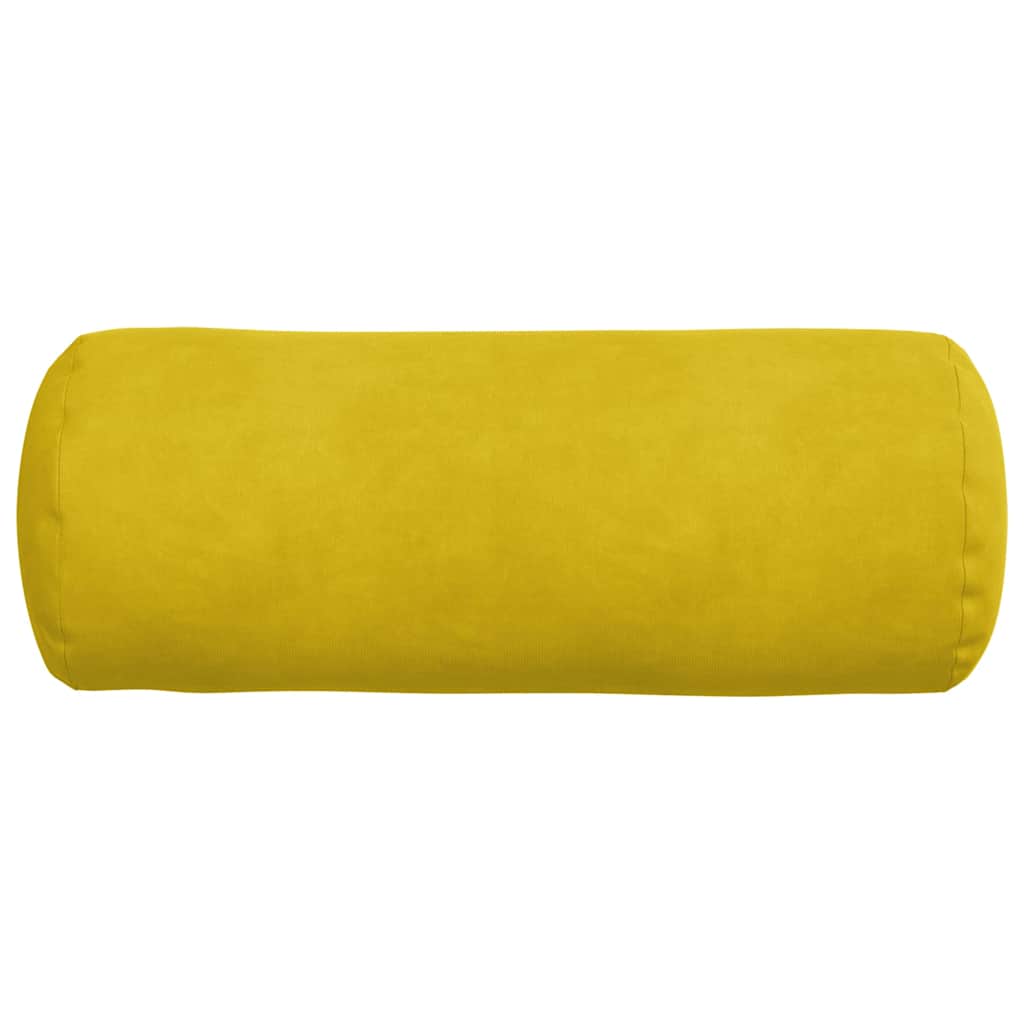 Bolster Cushions 2 pcs Yellow Ø 15 x 40 cm Cord Fabric